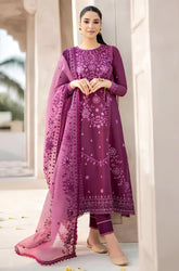 KP726-3PC Lawn Heavy Embroidered Shirt With Organza Embroidered Dupatta